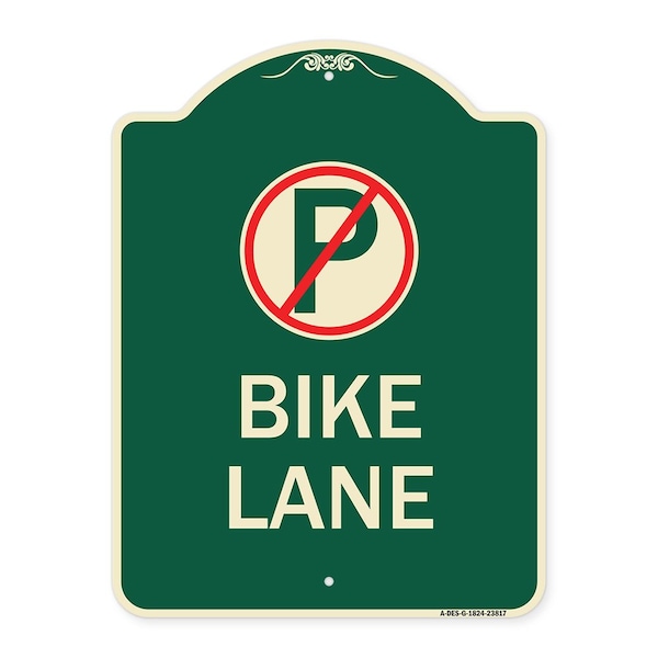 No Parking Symbol Bike Lane Heavy-Gauge Aluminum Architectural Sign, 24" x 18", G-1824-23817